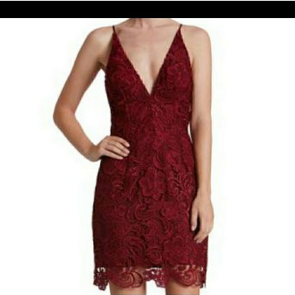 Dress the PopulationAva Lace MinidressBerry
